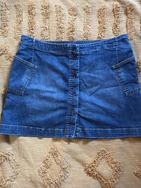 Lacoste Blue Denim Button-Front Mini Skirt